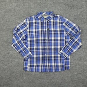 L.L.Bean Shirt Mens Large Blue Plaid Long Sleeve Button Front Vented Hiking